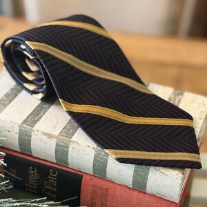 Vintage Robert Talbott Studio Silk Tie. Black | Gold | Striped | Men’s Sz-59”L